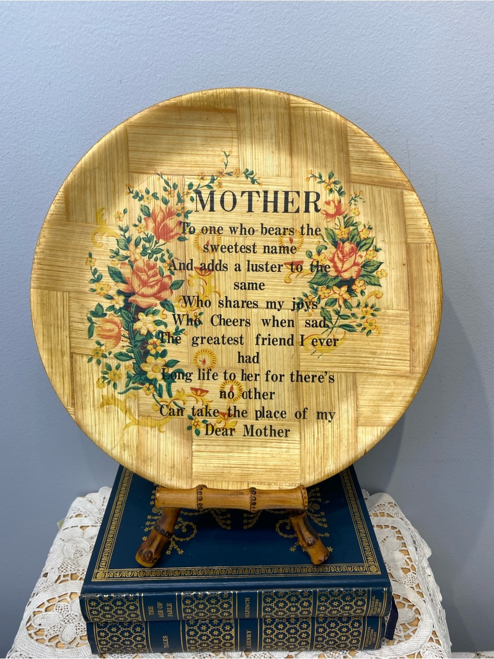 VINTAGE BAMBOO Mother SOUVENIR Plate